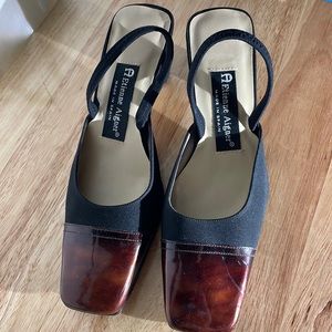 Etienne Aigner Made in Spain black/brown small heel size 5.5 Medium
